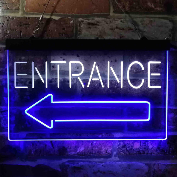 ADVPRO Entrance Arrow Left Dual Color LED Neon Sign st6-i3896 - White & Blue