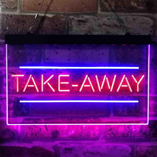 ADVPRO Take Away Shop Cafe Dual Color LED Neon Sign st6-i3899 - Blue & Red