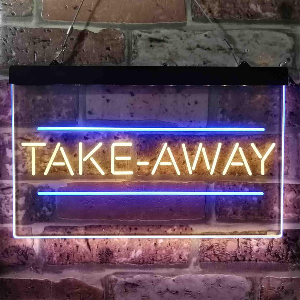 ADVPRO Take Away Shop Cafe Dual Color LED Neon Sign st6-i3899 - Blue & Yellow