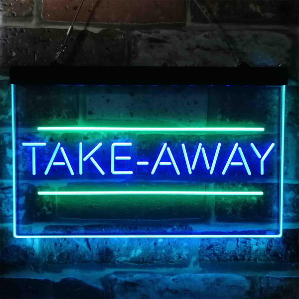 ADVPRO Take Away Shop Cafe Dual Color LED Neon Sign st6-i3899 - Green & Blue