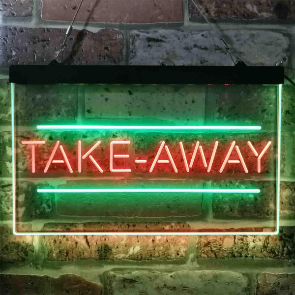 ADVPRO Take Away Shop Cafe Dual Color LED Neon Sign st6-i3899 - Green & Red