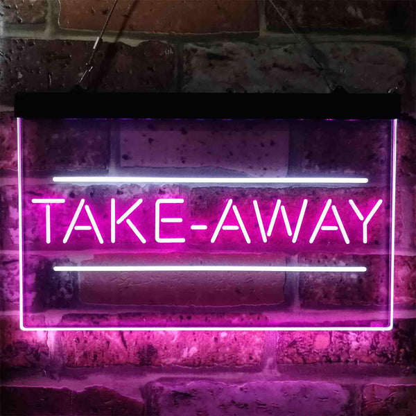 ADVPRO Take Away Shop Cafe Dual Color LED Neon Sign st6-i3899 - White & Purple