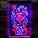 ADVPRO Rock n Roll Hand Metal Music  Dual Color LED Neon Sign st6-i3900 - Red & Blue