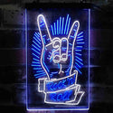 ADVPRO Rock n Roll Hand Metal Music  Dual Color LED Neon Sign st6-i3900 - White & Blue