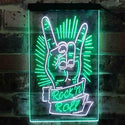 ADVPRO Rock n Roll Hand Metal Music  Dual Color LED Neon Sign st6-i3900 - White & Green