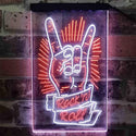 ADVPRO Rock n Roll Hand Metal Music  Dual Color LED Neon Sign st6-i3900 - White & Orange