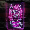 ADVPRO Rock n Roll Hand Metal Music  Dual Color LED Neon Sign st6-i3900 - White & Purple