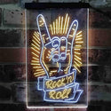 ADVPRO Rock n Roll Hand Metal Music  Dual Color LED Neon Sign st6-i3900 - White & Yellow