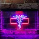 ADVPRO Medical Cross Dispensary Snake Dual Color LED Neon Sign st6-i3901 - Blue & Red