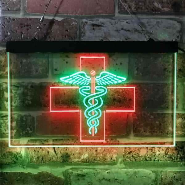 ADVPRO Medical Cross Dispensary Snake Dual Color LED Neon Sign st6-i3901 - Green & Red