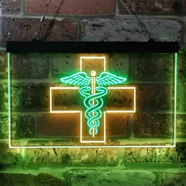 ADVPRO Medical Cross Dispensary Snake Dual Color LED Neon Sign st6-i3901 - Green & Yellow