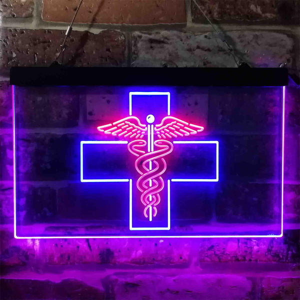 ADVPRO Medical Cross Dispensary Snake Dual Color LED Neon Sign st6-i3901 - Red & Blue