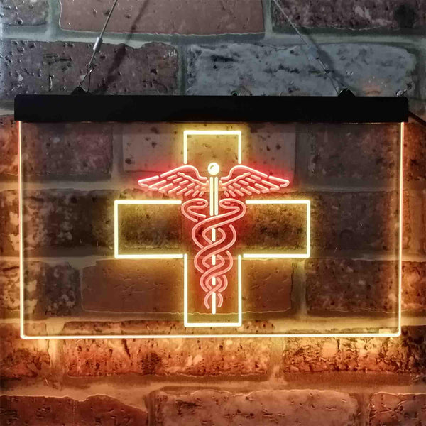 ADVPRO Medical Cross Dispensary Snake Dual Color LED Neon Sign st6-i3901 - Red & Yellow