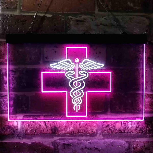 ADVPRO Medical Cross Dispensary Snake Dual Color LED Neon Sign st6-i3901 - White & Purple