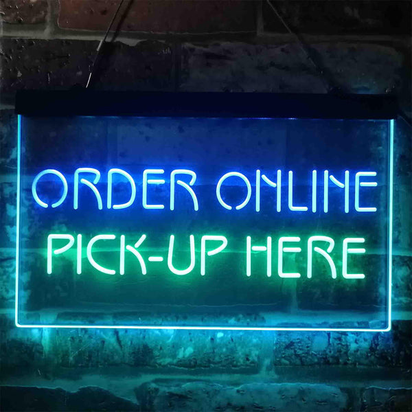 ADVPRO Order Online Pick Up Here Shop Dual Color LED Neon Sign st6-i3903 - Green & Blue