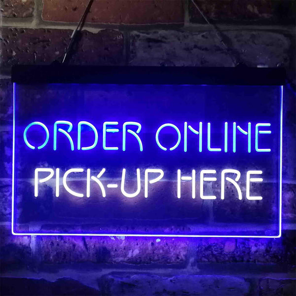 ADVPRO Order Online Pick Up Here Shop Dual Color LED Neon Sign st6-i3903 - White & Blue