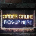 ADVPRO Order Online Pick Up Here Shop Dual Color LED Neon Sign st6-i3903 - White & Yellow