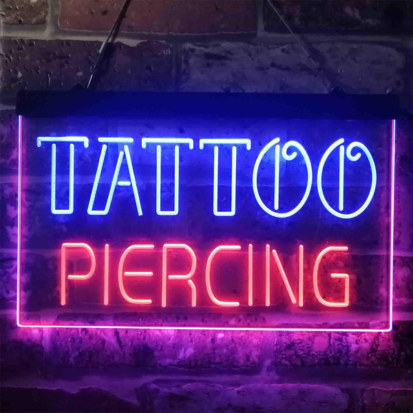 ADVPRO Tattoo Piercing Text Display Shop Dual Color LED Neon Sign st6-i3904 - Blue & Red