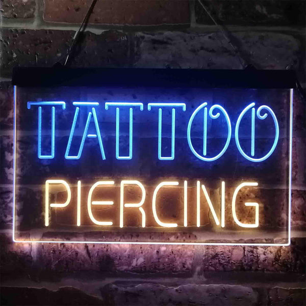 ADVPRO Tattoo Piercing Text Display Shop Dual Color LED Neon Sign st6-i3904 - Blue & Yellow