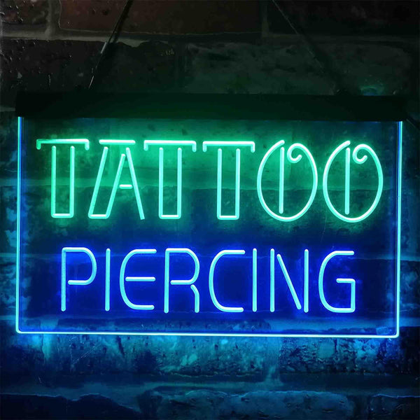 ADVPRO Tattoo Piercing Text Display Shop Dual Color LED Neon Sign st6-i3904 - Green & Blue