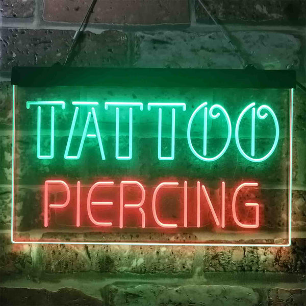 ADVPRO Tattoo Piercing Text Display Shop Dual Color LED Neon Sign st6-i3904 - Green & Red
