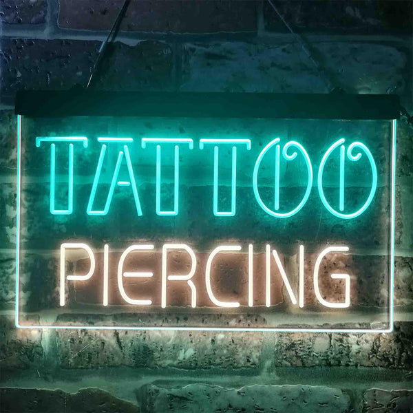 ADVPRO Tattoo Piercing Text Display Shop Dual Color LED Neon Sign st6-i3904 - Green & Yellow