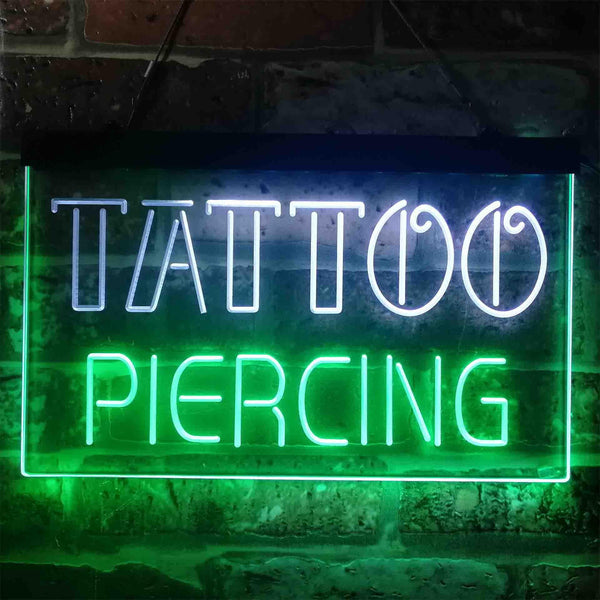 ADVPRO Tattoo Piercing Text Display Shop Dual Color LED Neon Sign st6-i3904 - White & Green