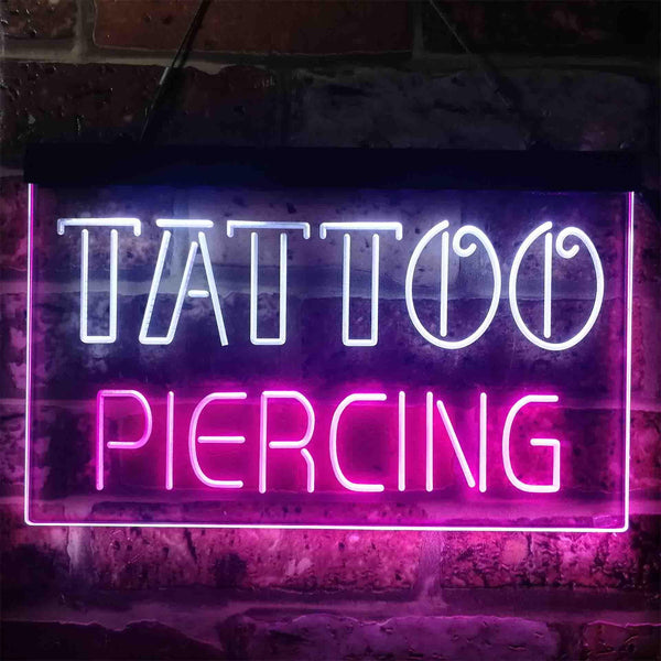 ADVPRO Tattoo Piercing Text Display Shop Dual Color LED Neon Sign st6-i3904 - White & Purple