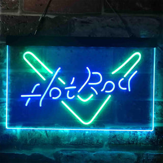 ADVPRO Hot Rod Garage V Shape Dual Color LED Neon Sign st6-i3905 - Green & Blue