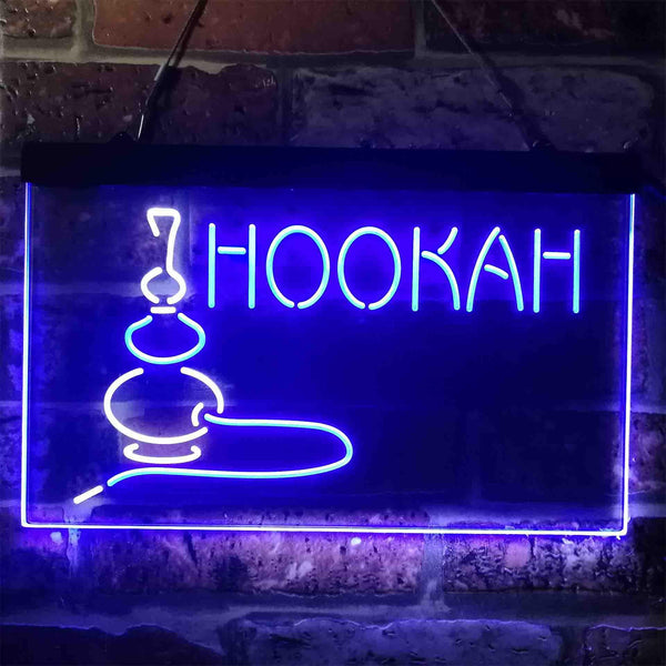 ADVPRO Hookah Smoke Bar Dual Color LED Neon Sign st6-i3906 - White & Blue