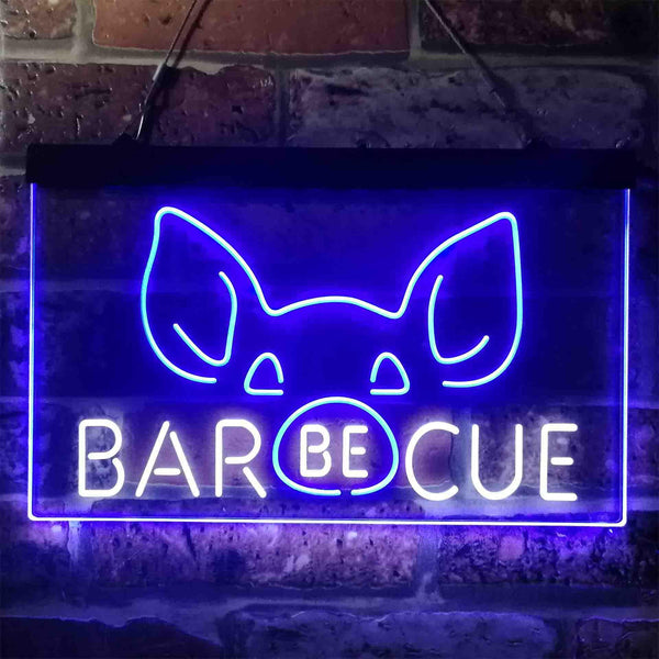 ADVPRO BBQ Pig Nose Funny Garden Display Dual Color LED Neon Sign st6-i3907 - White & Blue