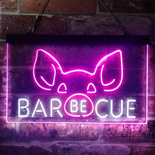 ADVPRO BBQ Pig Nose Funny Garden Display Dual Color LED Neon Sign st6-i3907 - White & Purple