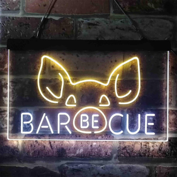 ADVPRO BBQ Pig Nose Funny Garden Display Dual Color LED Neon Sign st6-i3907 - White & Yellow