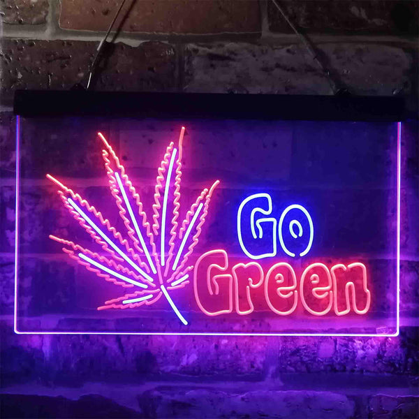 ADVPRO Go Green Marijuana Hemp Leaf High Life Dual Color LED Neon Sign st6-i3908 - Blue & Red