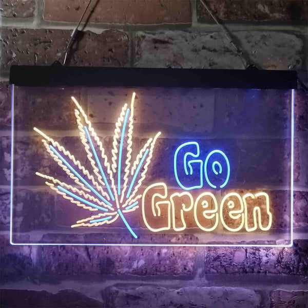 ADVPRO Go Green Marijuana Hemp Leaf High Life Dual Color LED Neon Sign st6-i3908 - Blue & Yellow