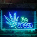 ADVPRO Go Green Marijuana Hemp Leaf High Life Dual Color LED Neon Sign st6-i3908 - Green & Blue