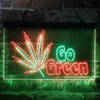 ADVPRO Go Green Marijuana Hemp Leaf High Life Dual Color LED Neon Sign st6-i3908 - Green & Red