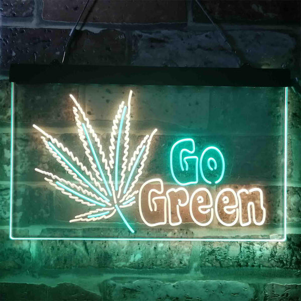 ADVPRO Go Green Marijuana Hemp Leaf High Life Dual Color LED Neon Sign st6-i3908 - Green & Yellow
