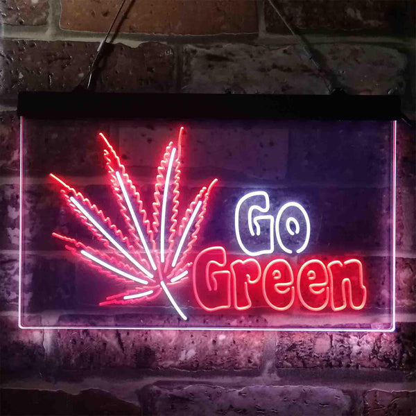 ADVPRO Go Green Marijuana Hemp Leaf High Life Dual Color LED Neon Sign st6-i3908 - White & Red