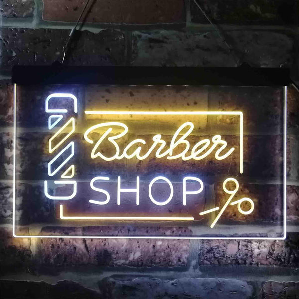 ADVPRO Barber Shop Pole Scissor Hair Cut Dual Color LED Neon Sign st6-i3909 - White & Yellow
