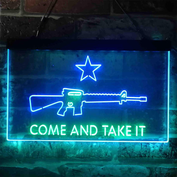 ADVPRO Come and Take It Gun Star Military Army Dual Color LED Neon Sign st6-i3910 - Green & Blue