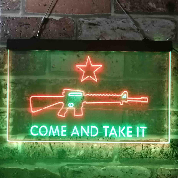 ADVPRO Come and Take It Gun Star Military Army Dual Color LED Neon Sign st6-i3910 - Green & Red