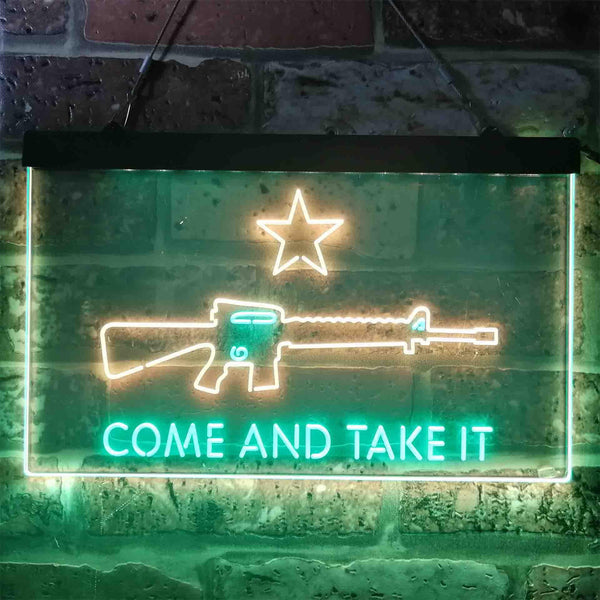 ADVPRO Come and Take It Gun Star Military Army Dual Color LED Neon Sign st6-i3910 - Green & Yellow