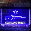 ADVPRO Come and Take It Gun Star Military Army Dual Color LED Neon Sign st6-i3910 - White & Blue