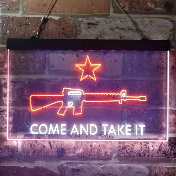 ADVPRO Come and Take It Gun Star Military Army Dual Color LED Neon Sign st6-i3910 - White & Orange