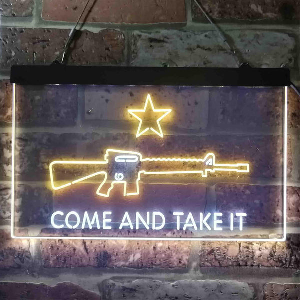 ADVPRO Come and Take It Gun Star Military Army Dual Color LED Neon Sign st6-i3910 - White & Yellow