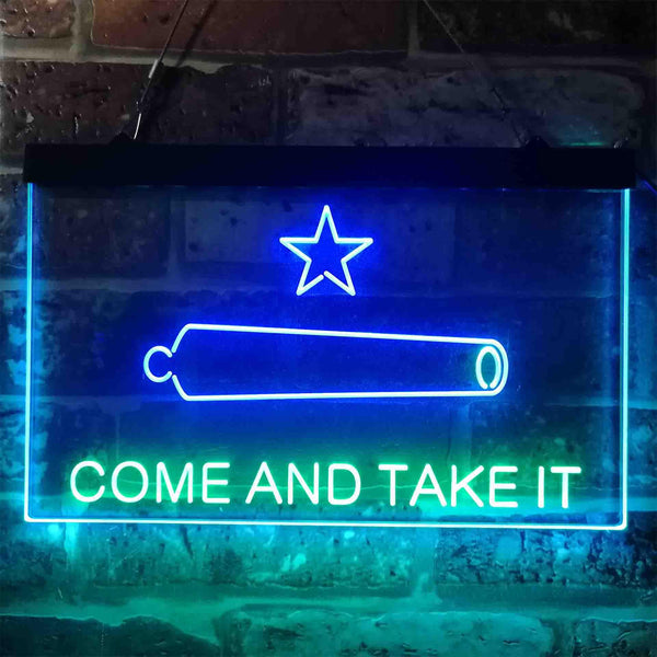 ADVPRO Come and Take It Cannon Star Military Army Dual Color LED Neon Sign st6-i3911 - Green & Blue