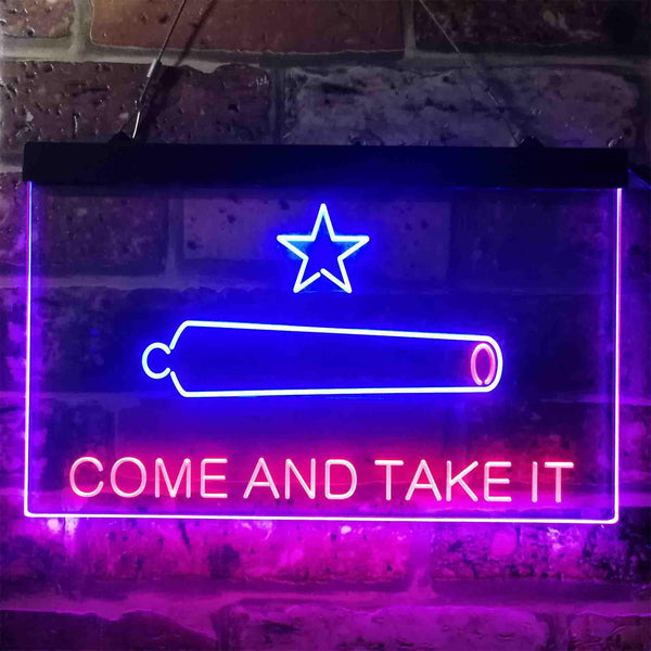 ADVPRO Come and Take It Cannon Star Military Army Dual Color LED Neon Sign st6-i3911 - Red & Blue