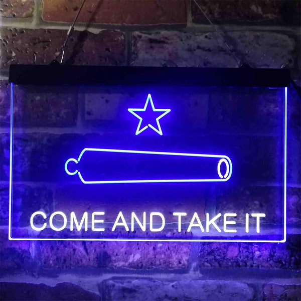 ADVPRO Come and Take It Cannon Star Military Army Dual Color LED Neon Sign st6-i3911 - White & Blue