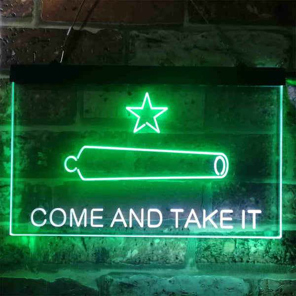 ADVPRO Come and Take It Cannon Star Military Army Dual Color LED Neon Sign st6-i3911 - White & Green